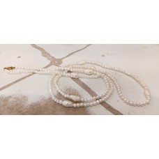 Κολιέ Μαργαριταρένιο με χρυσά κουμπώματα 14Κ (N208)